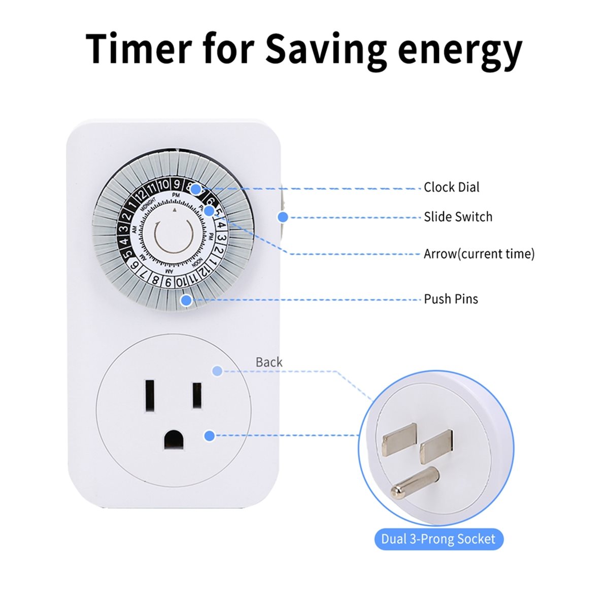 Timer Dual Outlet - N86R İç Mekan Mini 24 Saatlik